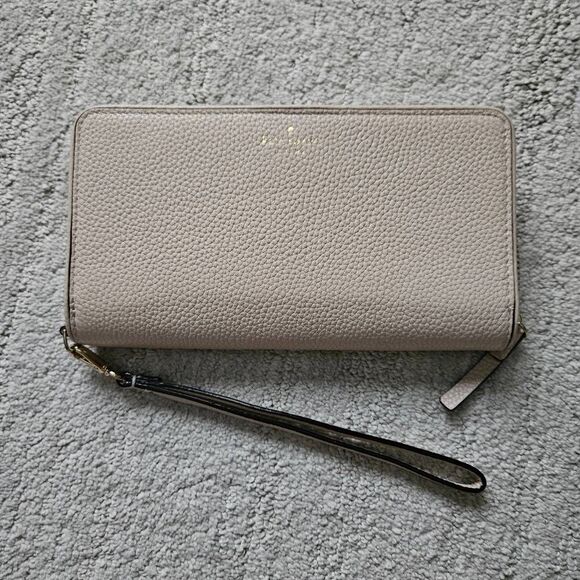Kate Spade Pebbled Leather Wallet in Beige - Picture 1 of 6